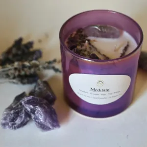 Meditate Intention Candle: Amethyst Crystals