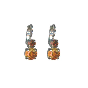 Medium Double Stone Leverback Earrings "Pumpkin Spice" - Yellow Gold