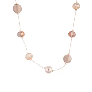 Mixed Bead Station Necklace In Rose Gold