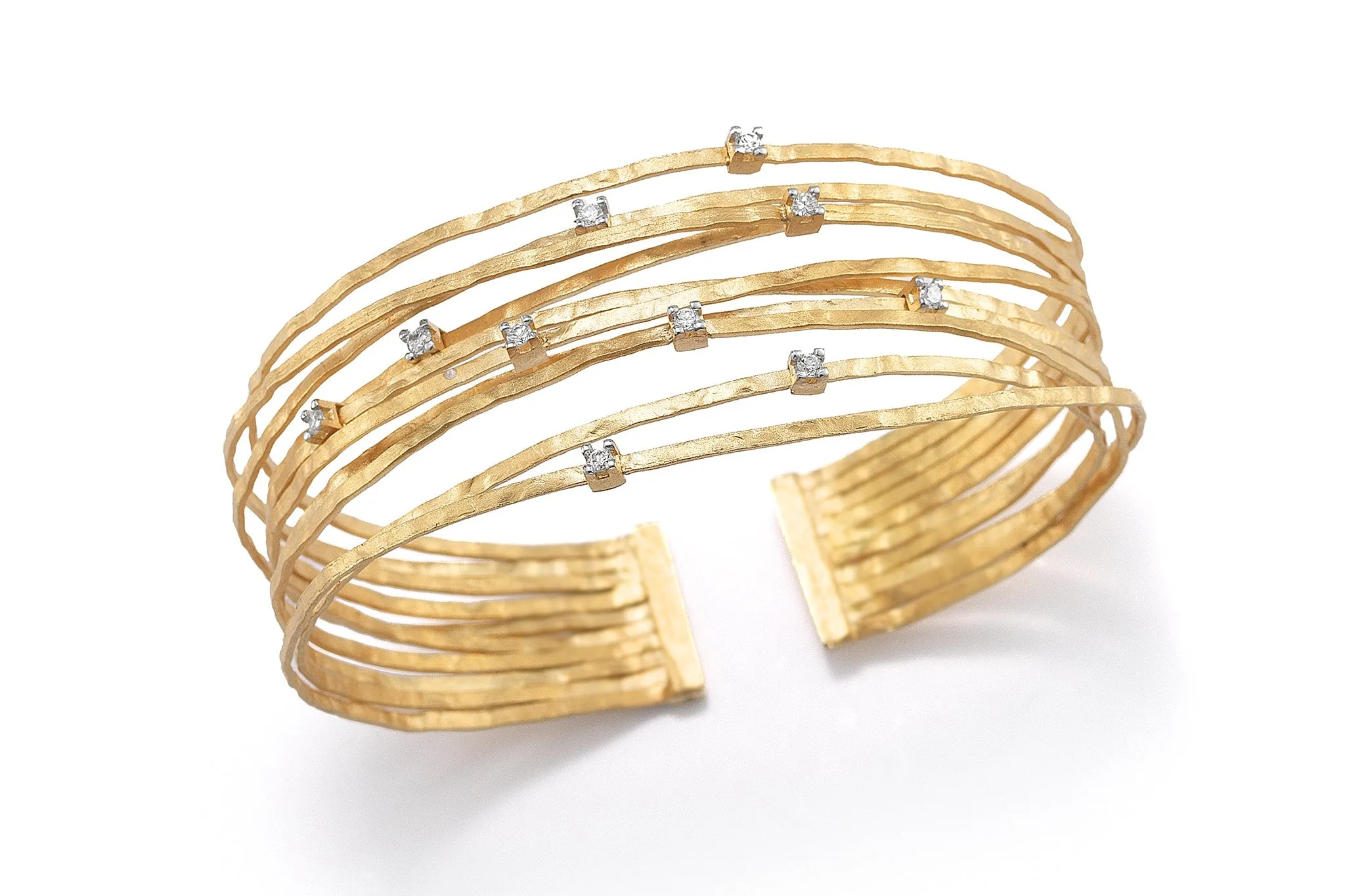 Multi-Strand Cuff Bracelet with Scattered Diamonds