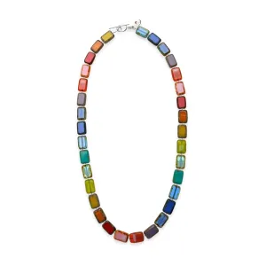 Multicolor Rainbow Glass Beaded Necklace, 18" Trilogy