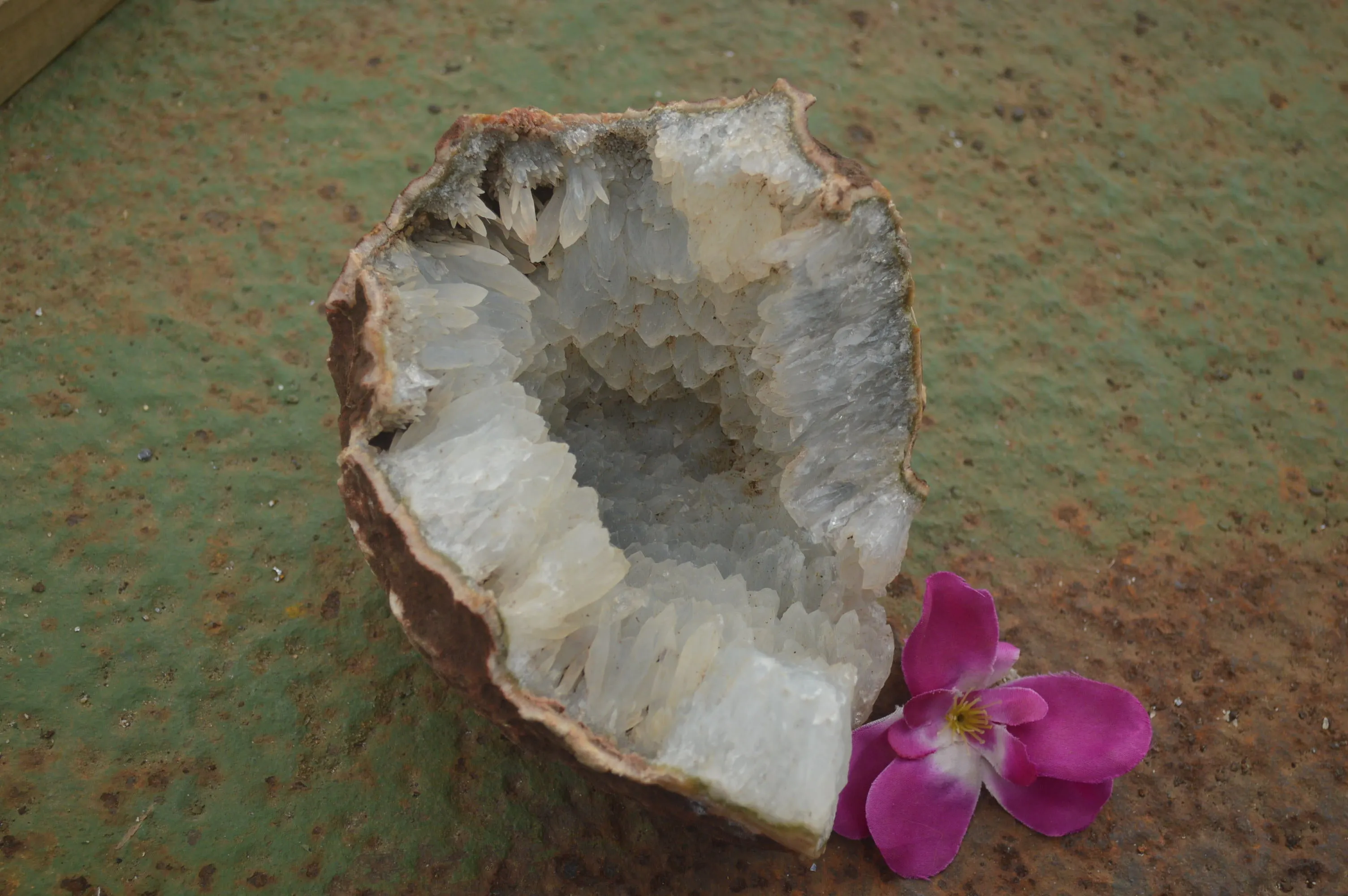 Natural Quartz Crystal Centred Geode Specimen x 1 From Zululand, South Africa