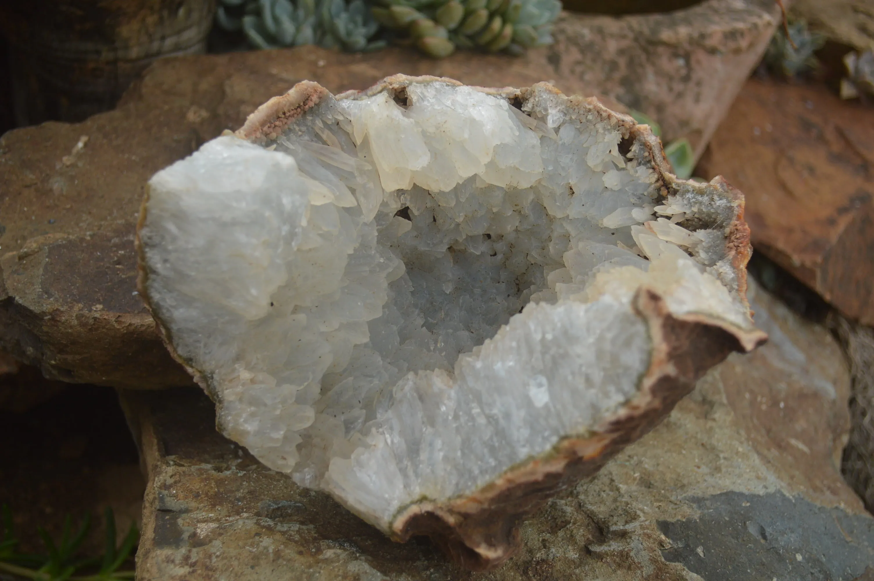 Natural Quartz Crystal Centred Geode Specimen x 1 From Zululand, South Africa