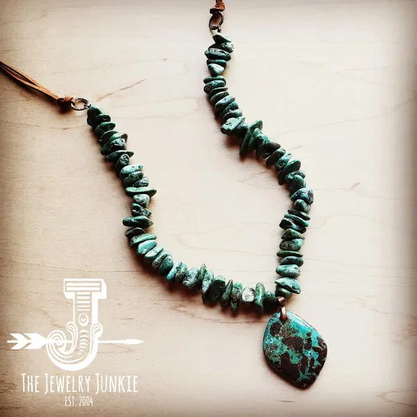 Natural Turquoise Chunky Necklace with Large Natural Pendant