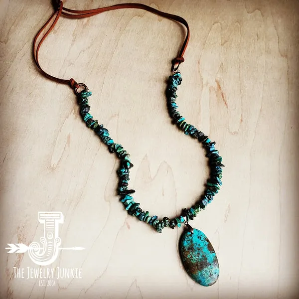 Natural Turquoise Chunky Necklace with Large Natural Pendant