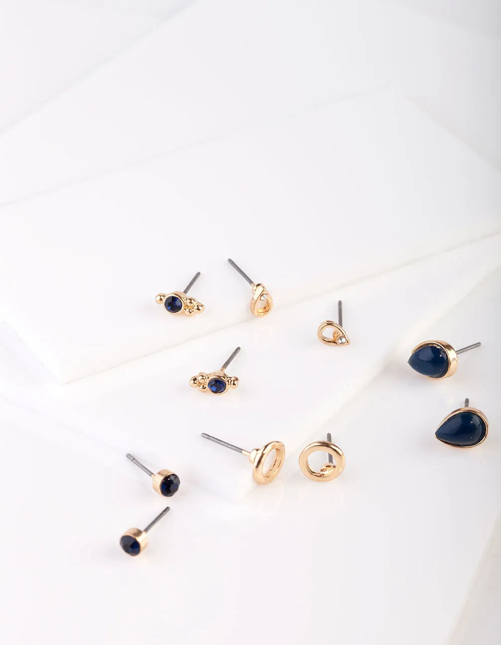 Navy Gemstone Teardrop Earring Pack