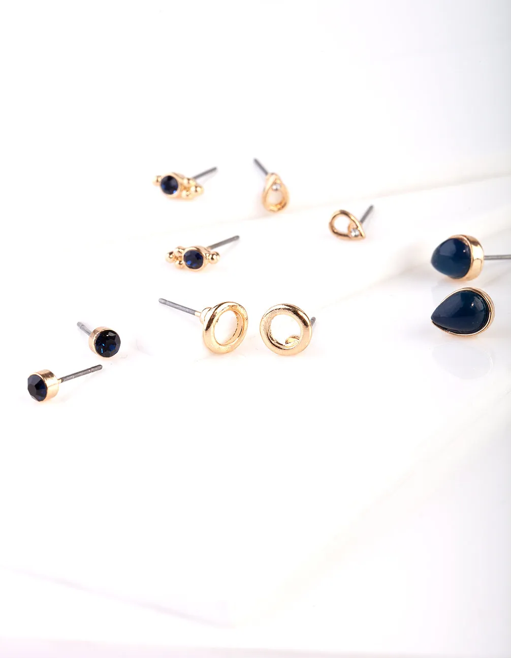 Navy Gemstone Teardrop Earring Pack