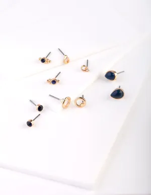 Navy Gemstone Teardrop Earring Pack