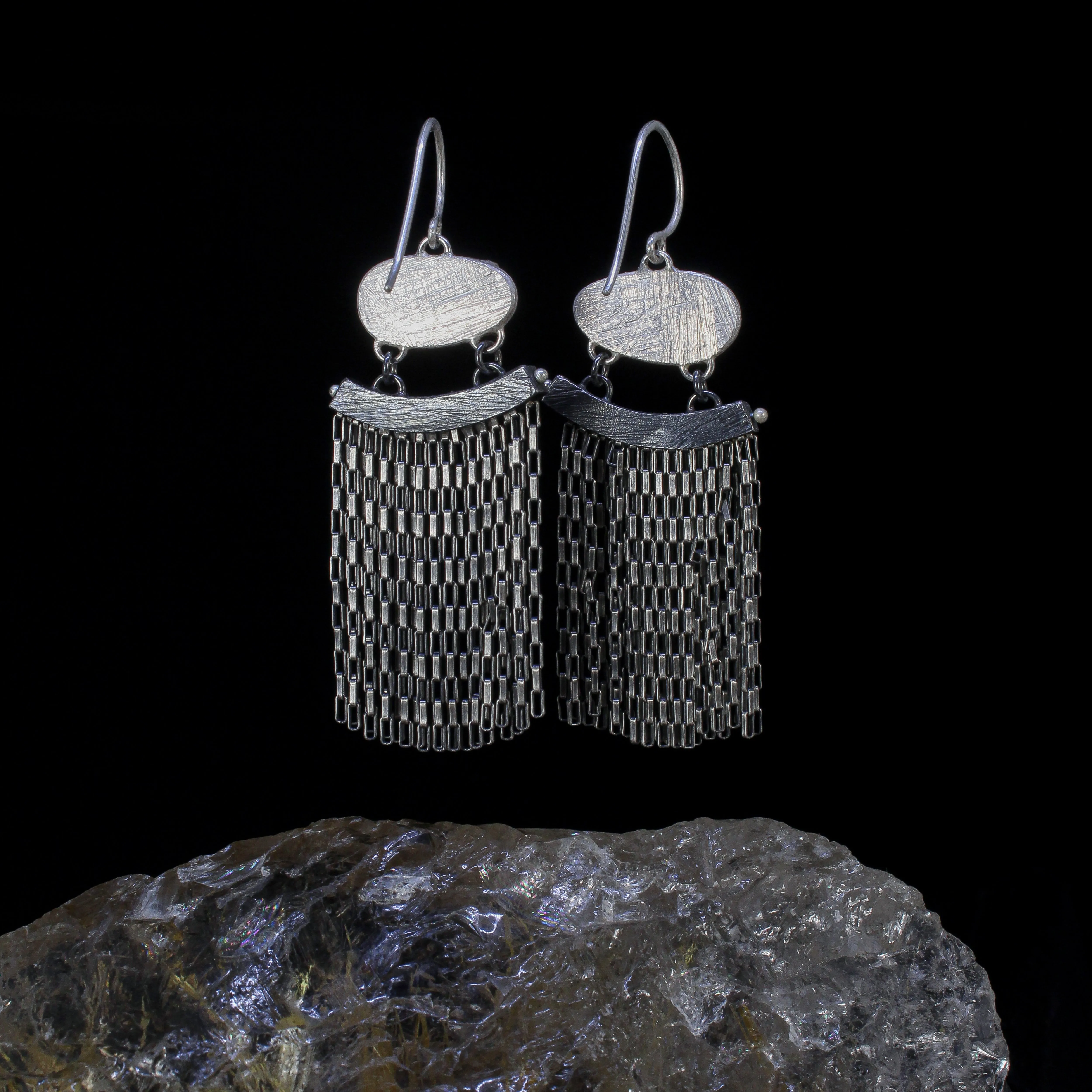 NEW! OOAK Prong Set Tourmalated Quartz Fringe Earrings by Heather Guidero