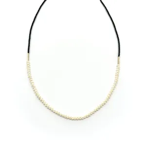 NEW! White Pearl and Black Seed with Gold Vermeil Choker Necklace by Debbie Fisher