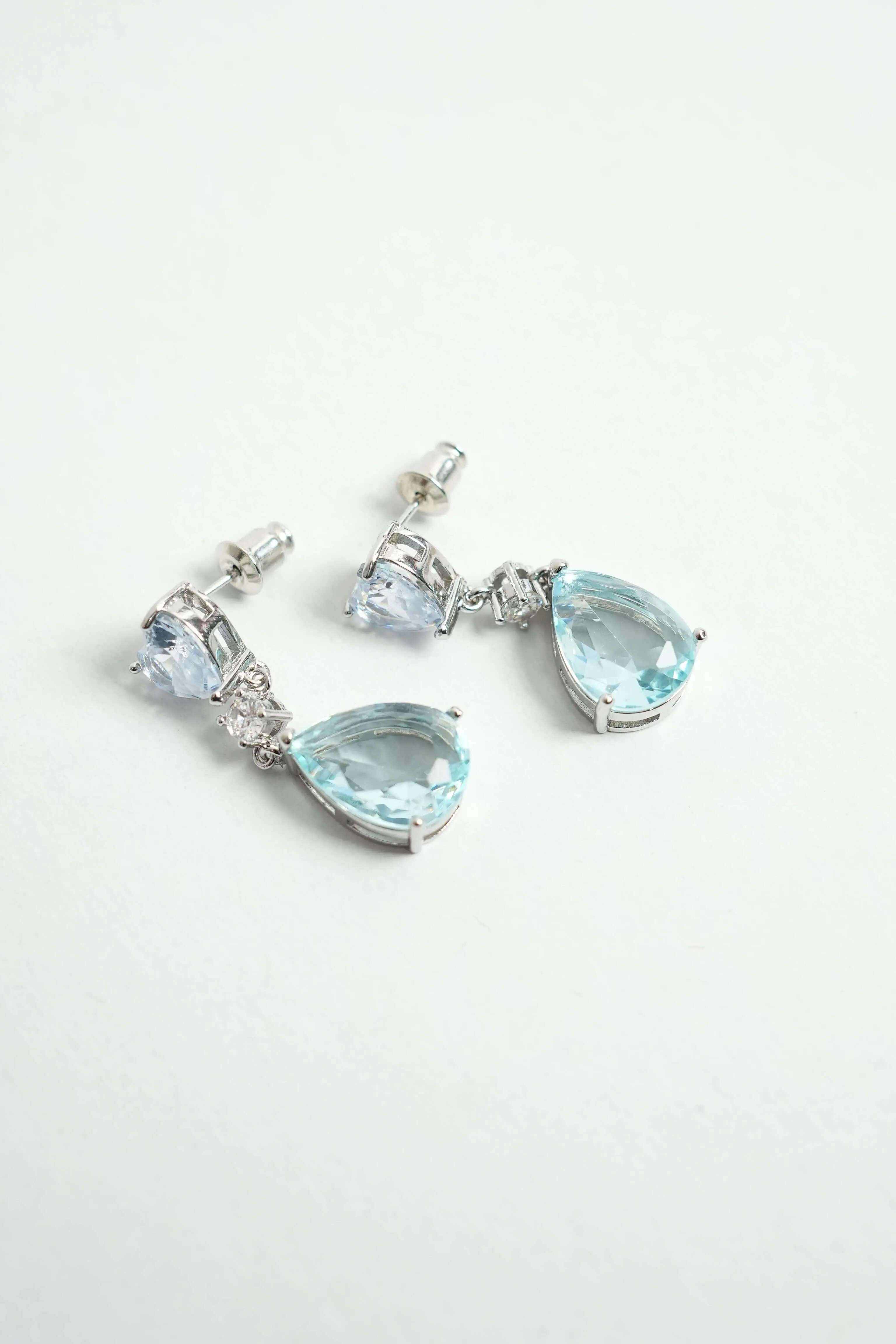 Ocean Breeze Aquamarine & Diamond cut Earrings