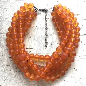 Orange Frosted Lucite Beaded Sylvie Statement Necklace