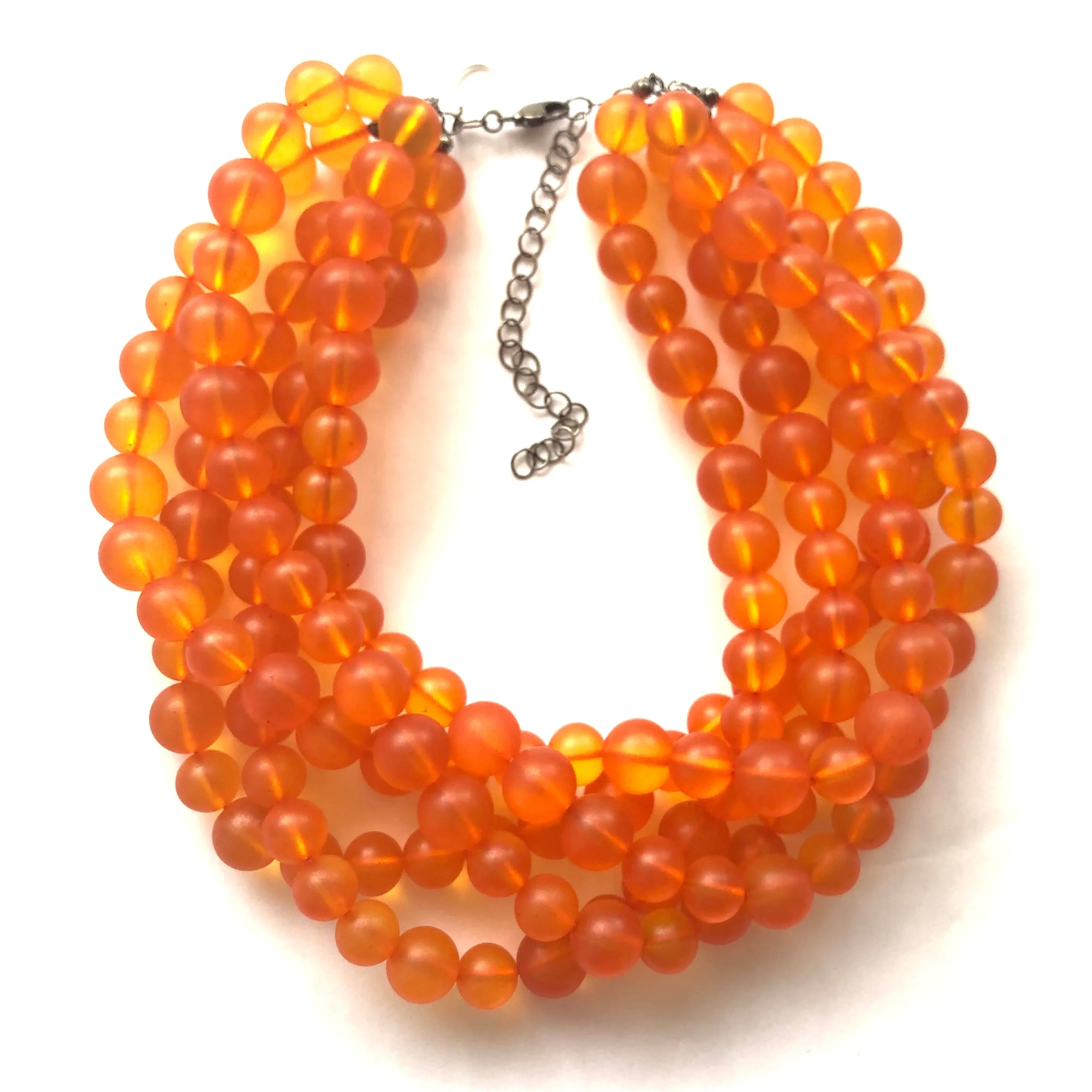 Orange Frosted Lucite Beaded Sylvie Statement Necklace