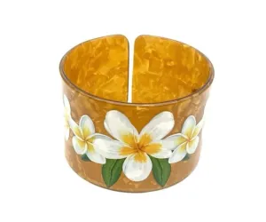 Orange Plumeria Open Cuff Bangle