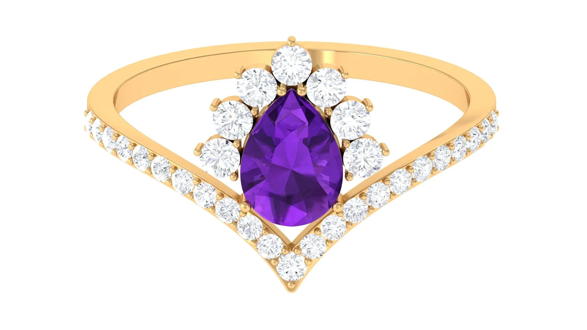 Pear Amethyst and Diamond Designer Ring