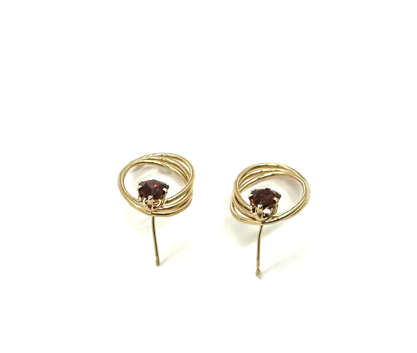 Pear Garnet Oval Loop Earrings