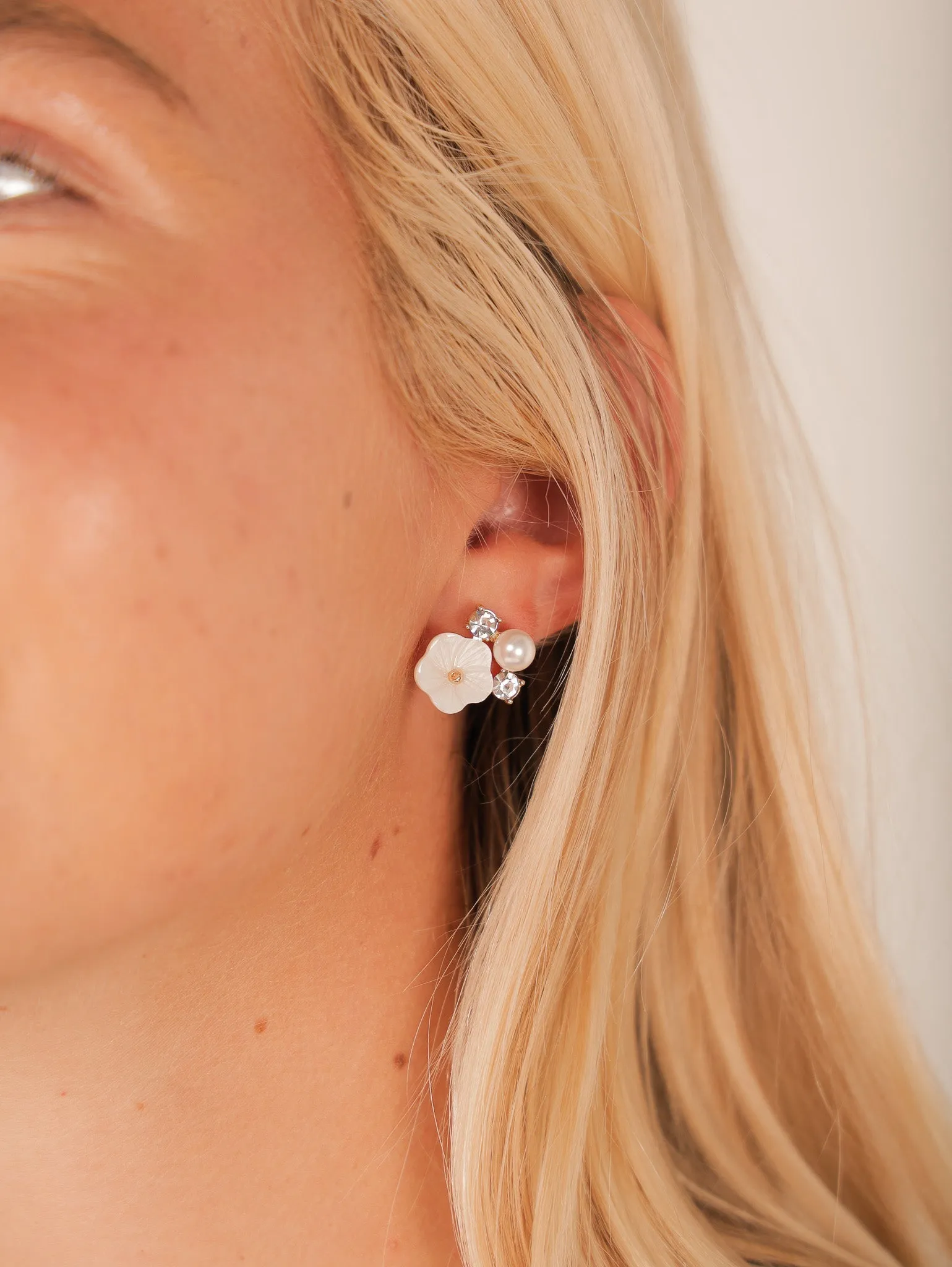 Pearly Flower Studs