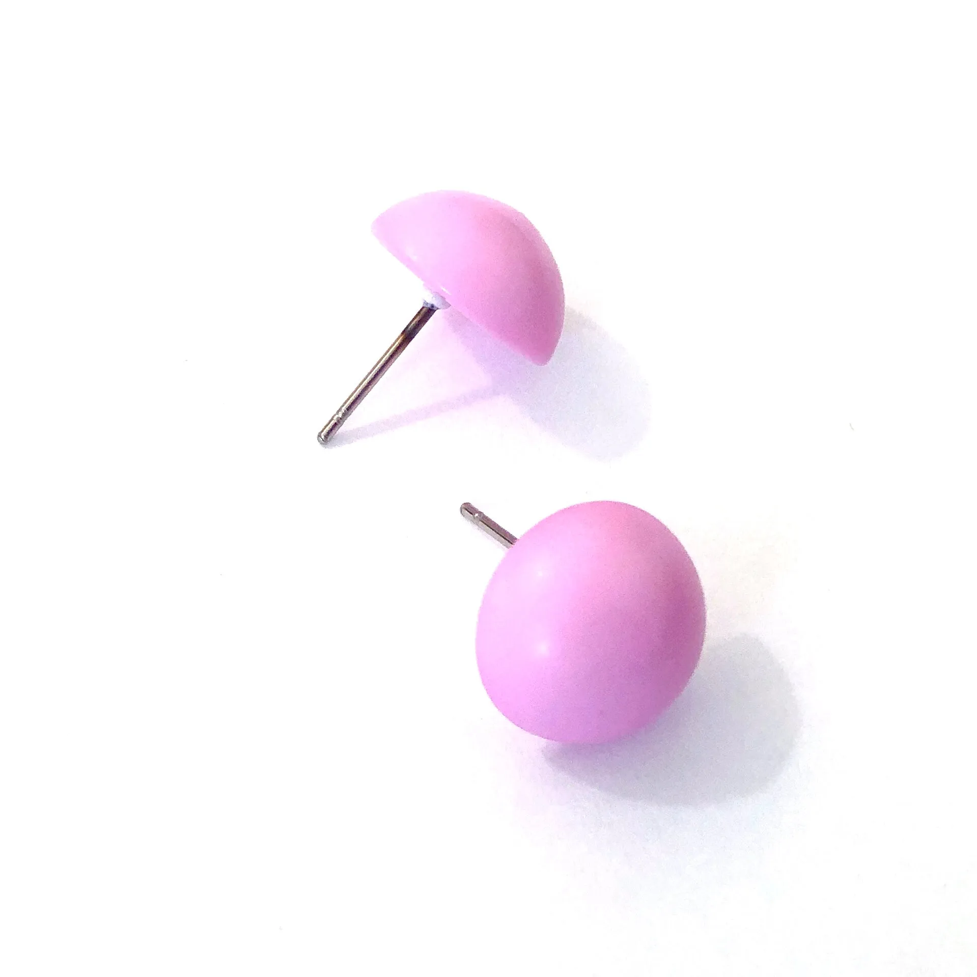 Pink Retro Button Stud Earrings