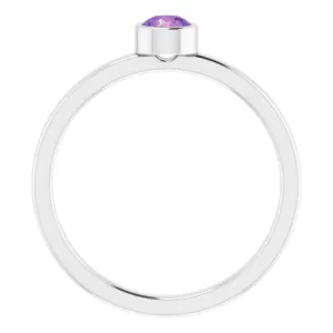 Platinum 4 mm Natural Amethyst Ring