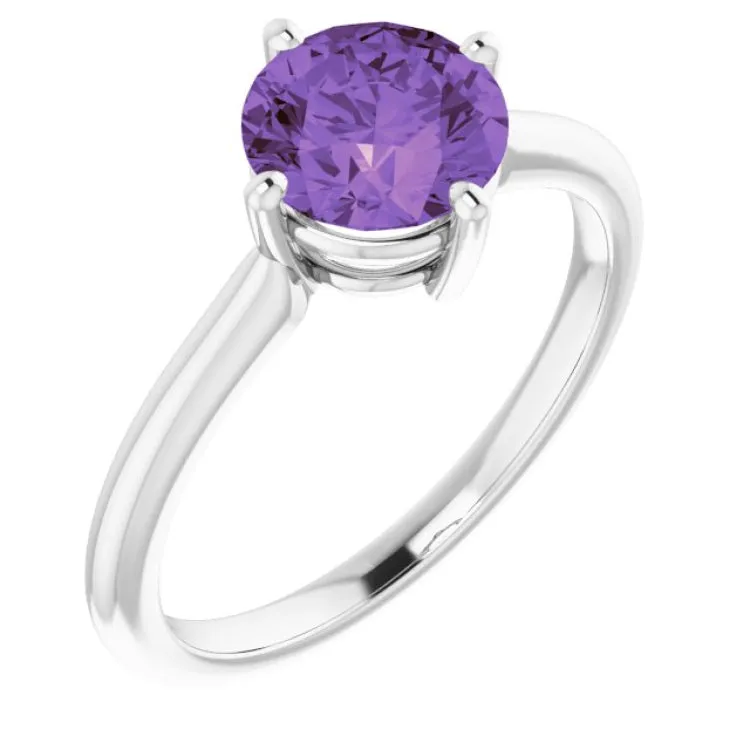 Platinum Natural Amethyst Ring