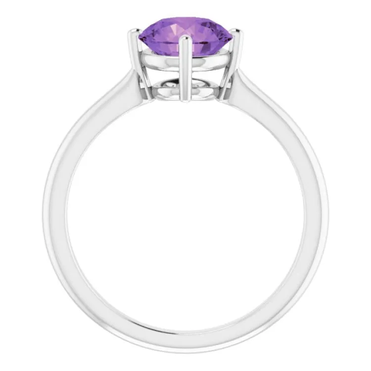 Platinum Natural Amethyst Ring