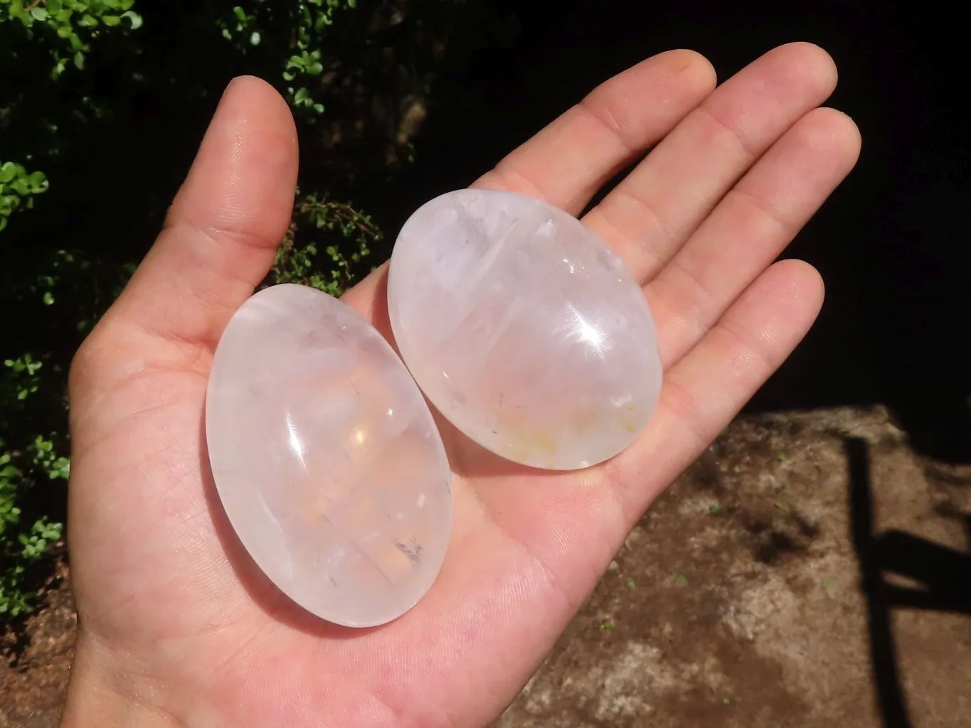 Polished Girasol Pearl Quartz Galet / Palm Stones x 13 From Ambatondrazaka, Madagascar