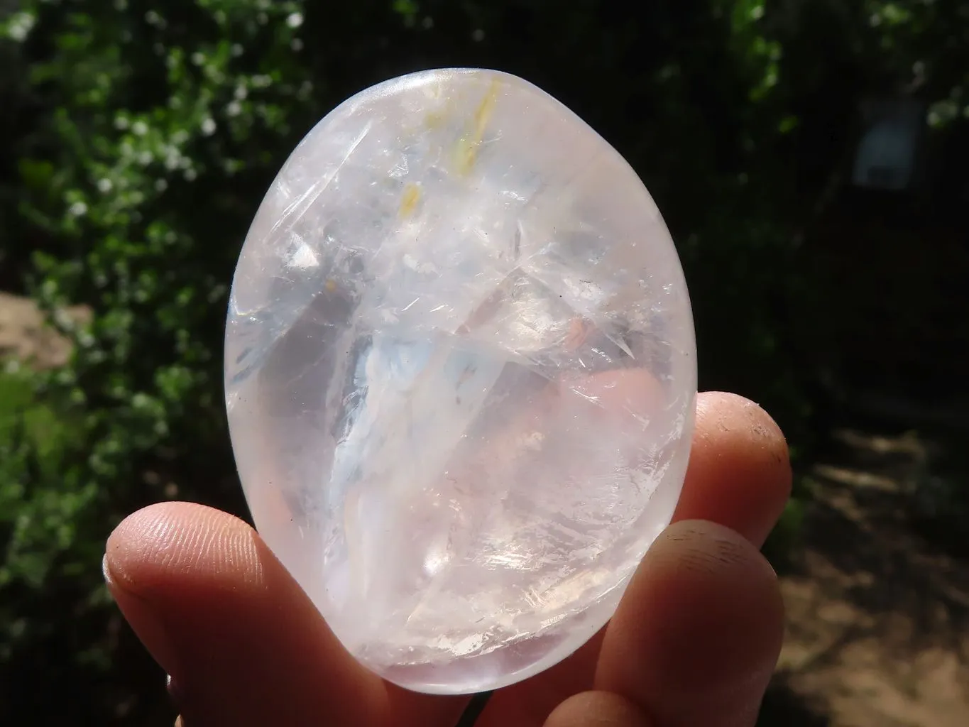 Polished Girasol Pearl Quartz Galet / Palm Stones x 13 From Ambatondrazaka, Madagascar