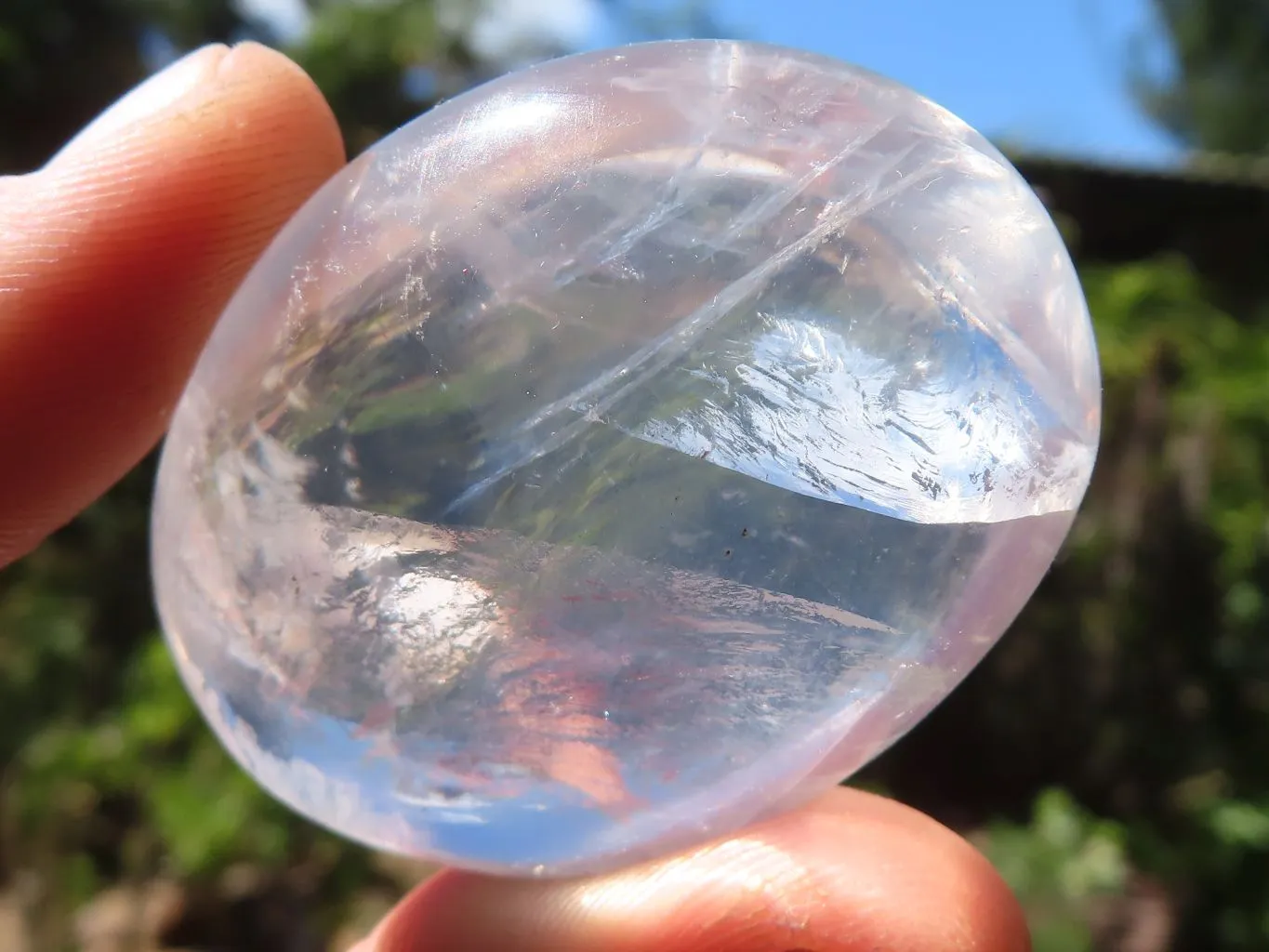 Polished Girasol Pearl Quartz Galet / Palm Stones x 13 From Ambatondrazaka, Madagascar