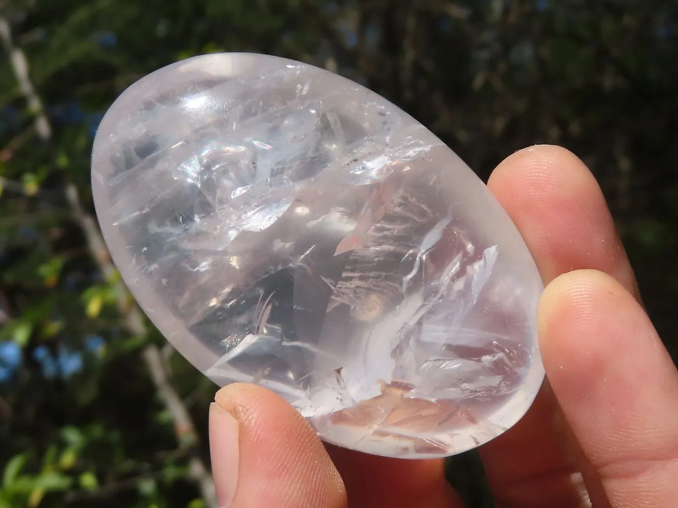 Polished Girasol Pearl Quartz Galet / Palm Stones x 13 From Ambatondrazaka, Madagascar