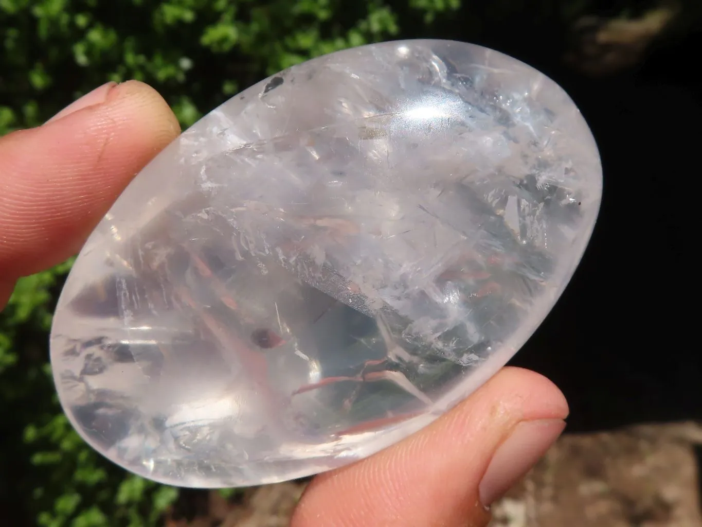 Polished Girasol Pearl Quartz Galet / Palm Stones x 13 From Ambatondrazaka, Madagascar