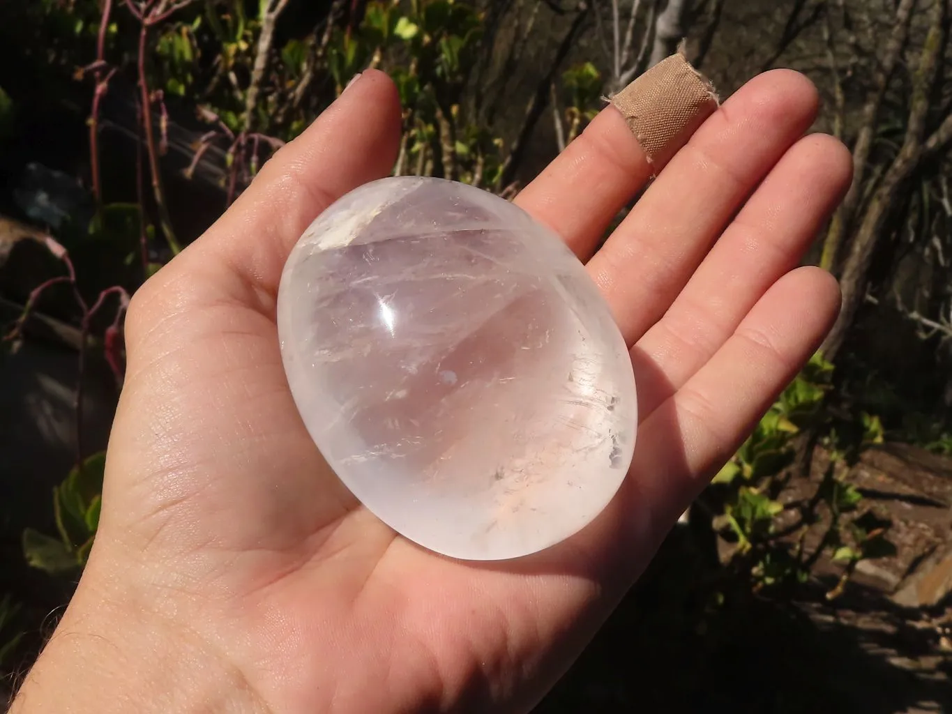 Polished Large Clear Rock Crystal Galet / Palm Stones x 12 From Madagascar