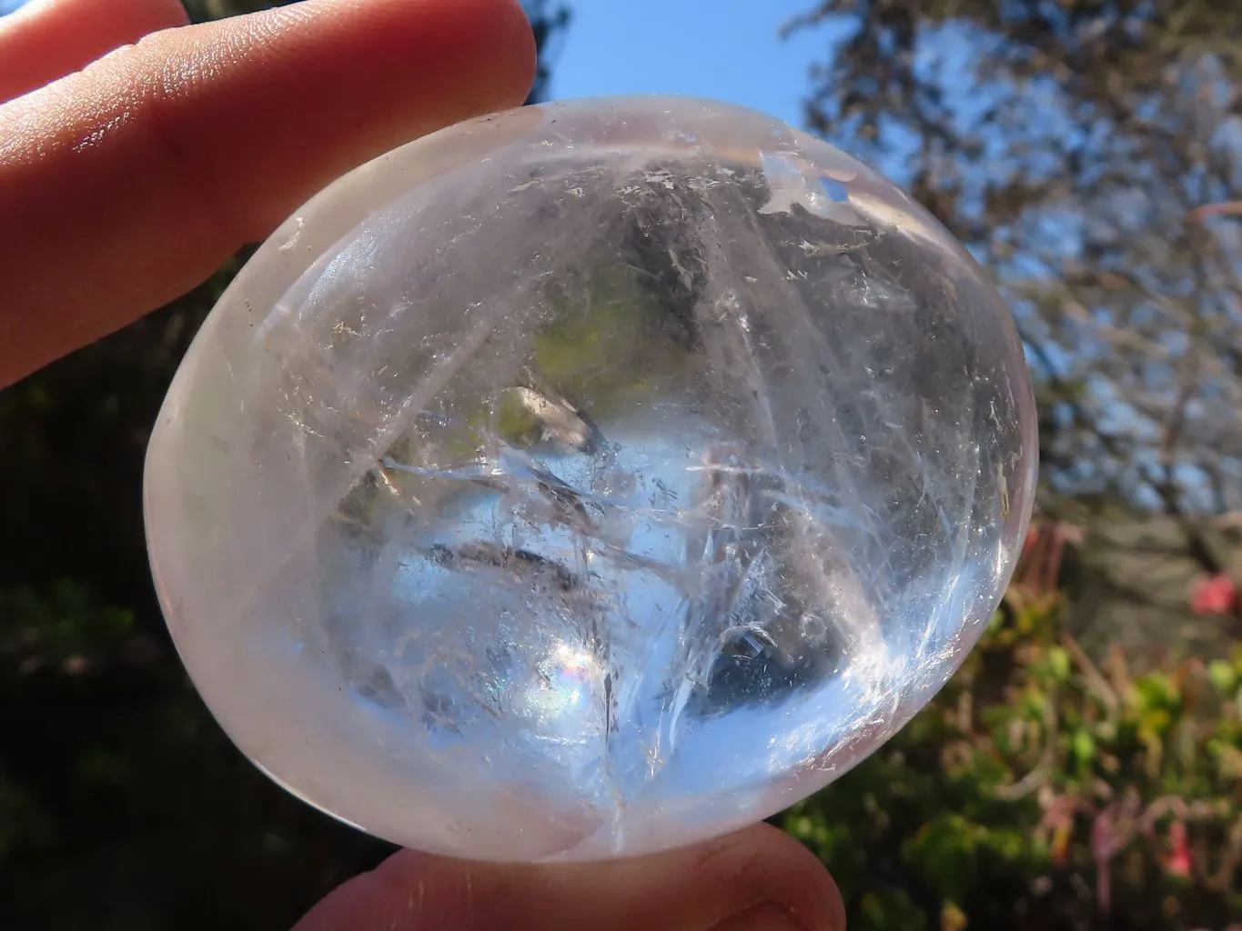 Polished Large Clear Rock Crystal Galet / Palm Stones x 12 From Madagascar