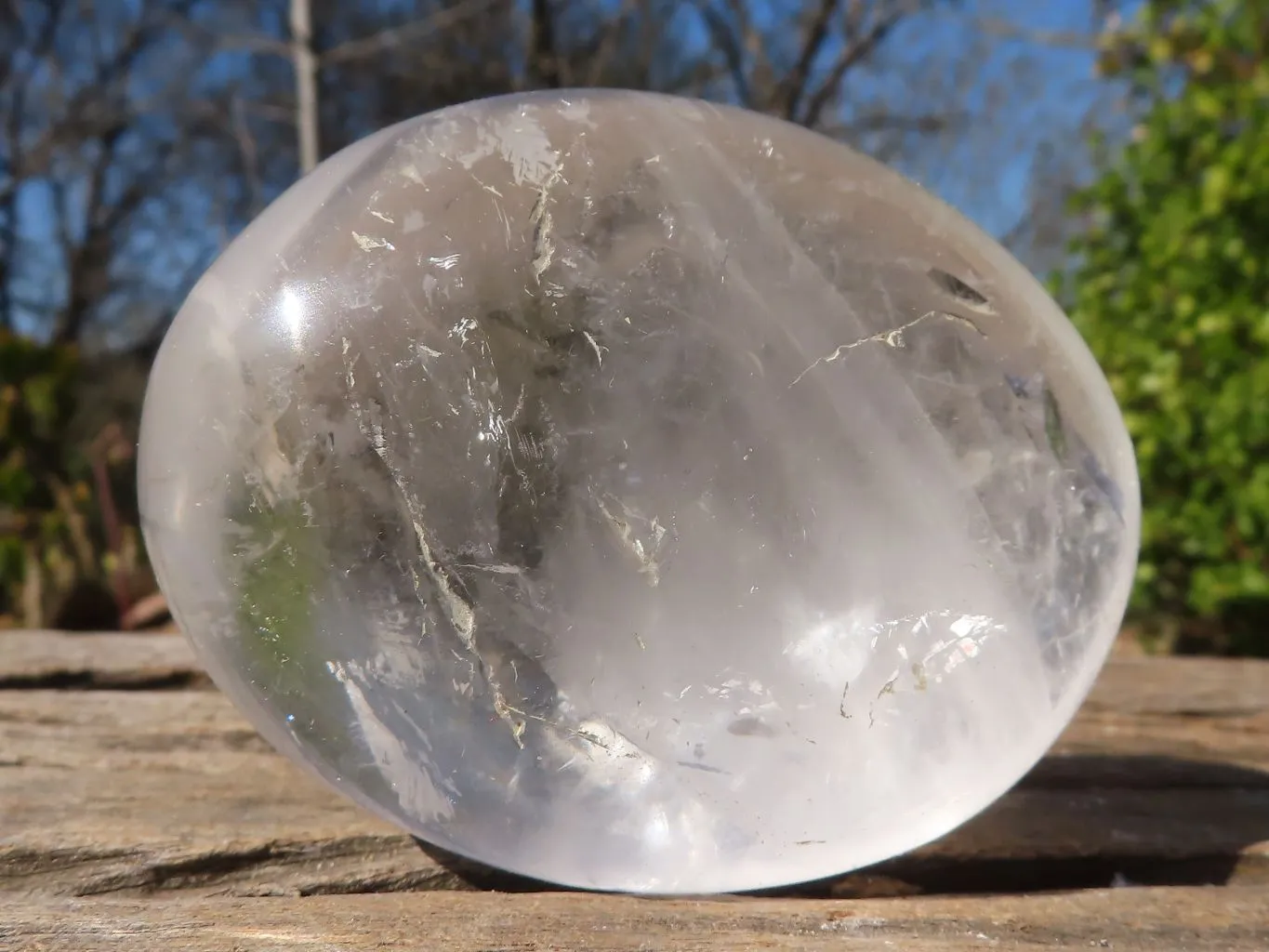 Polished Large Clear Rock Crystal Galet / Palm Stones x 12 From Madagascar