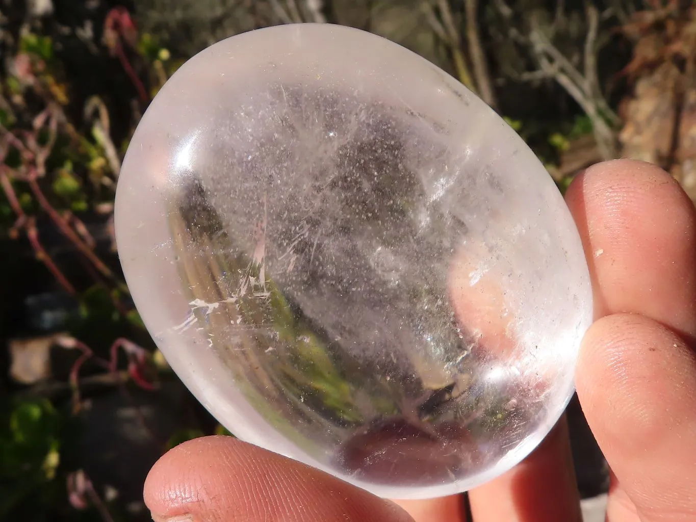 Polished Large Clear Rock Crystal Galet / Palm Stones x 12 From Madagascar