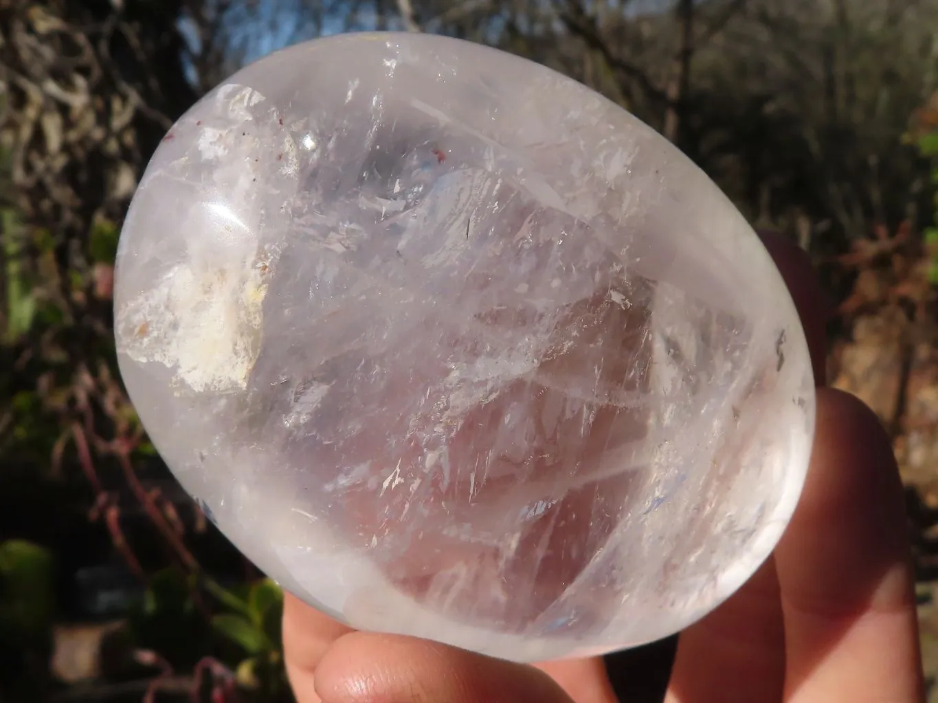 Polished Large Clear Rock Crystal Galet / Palm Stones x 12 From Madagascar