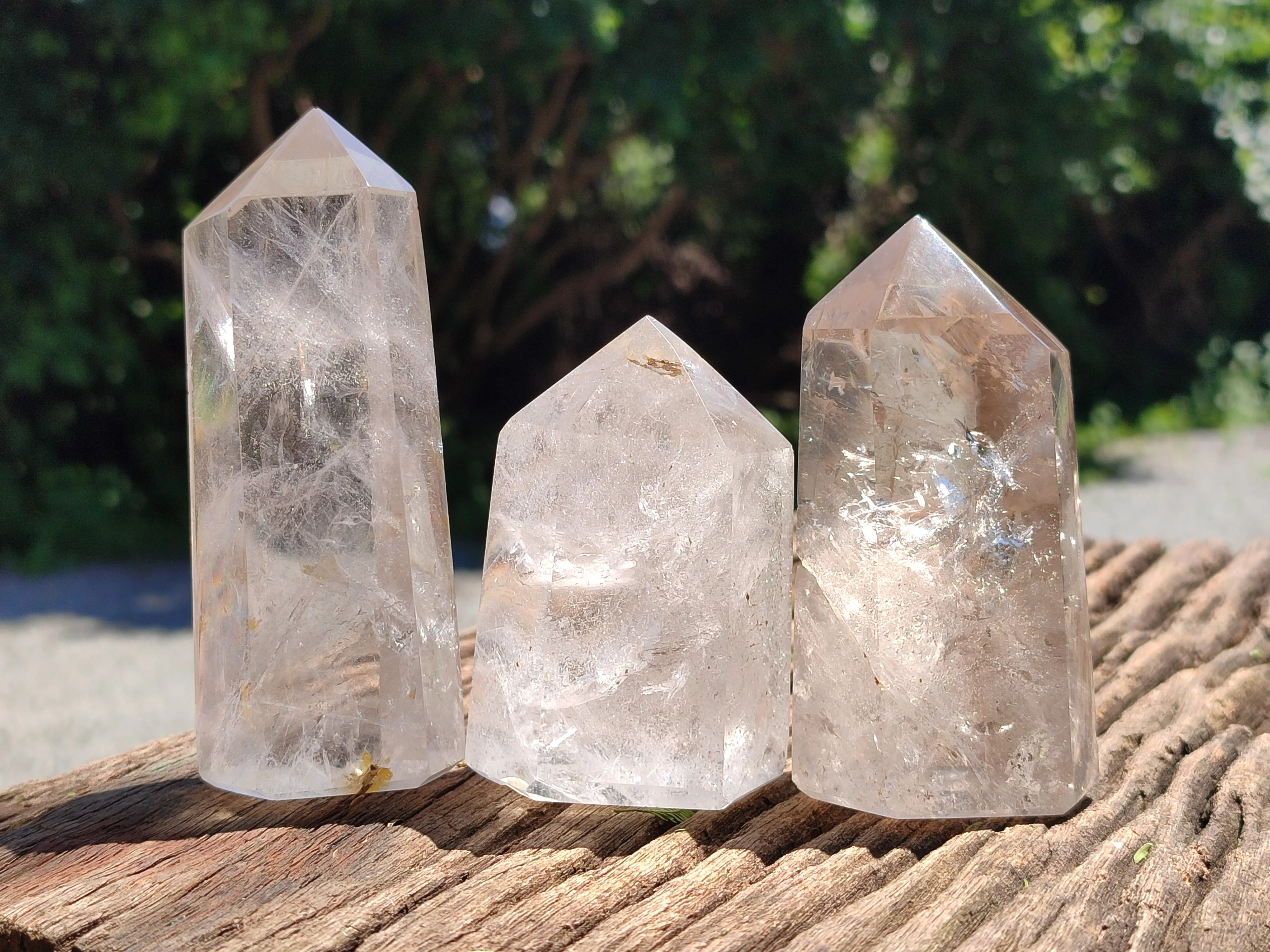 Polished Mixed Quartz Crystals x 6 From Madagascar