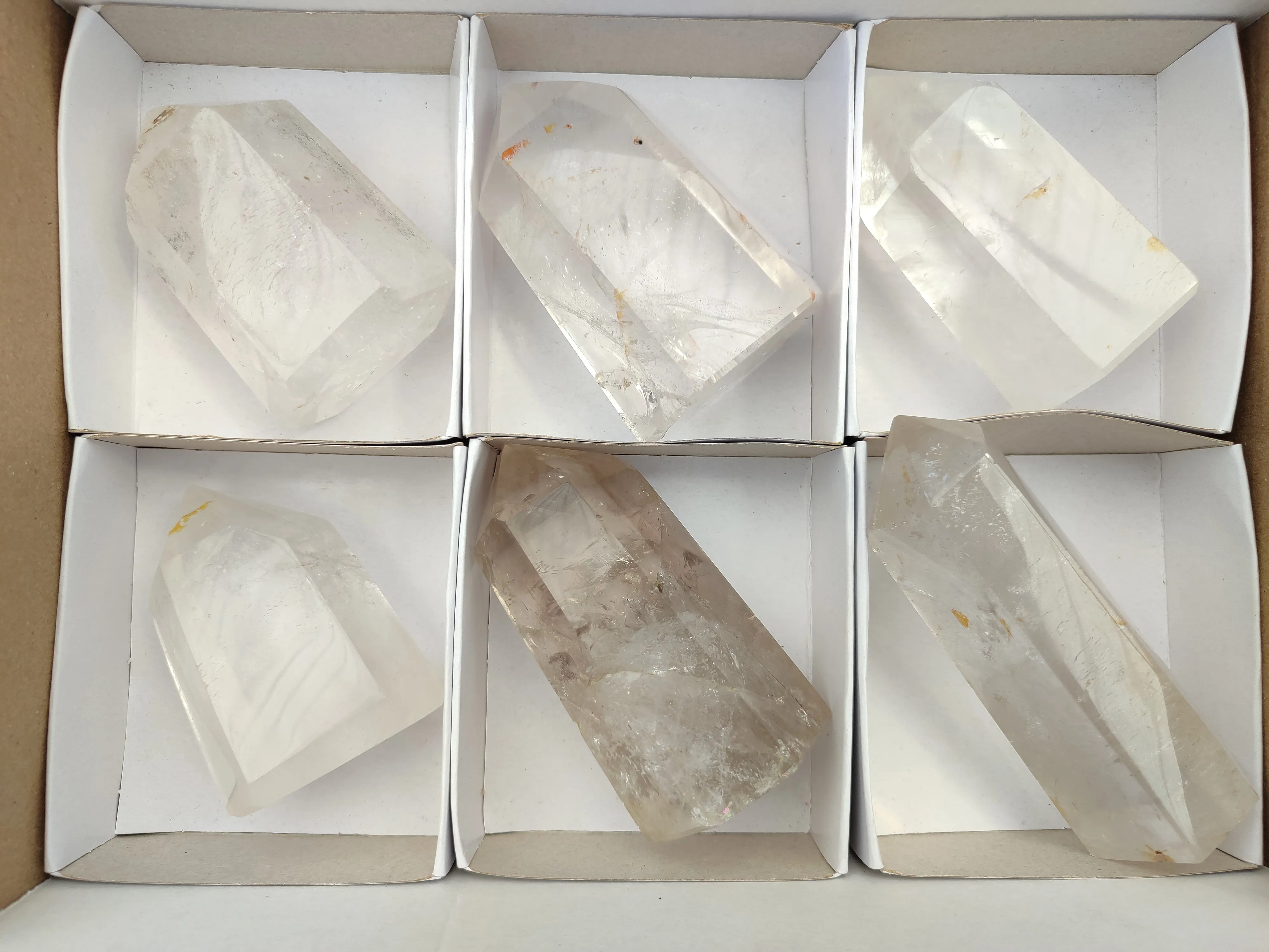 Polished Mixed Quartz Crystals x 6 From Madagascar