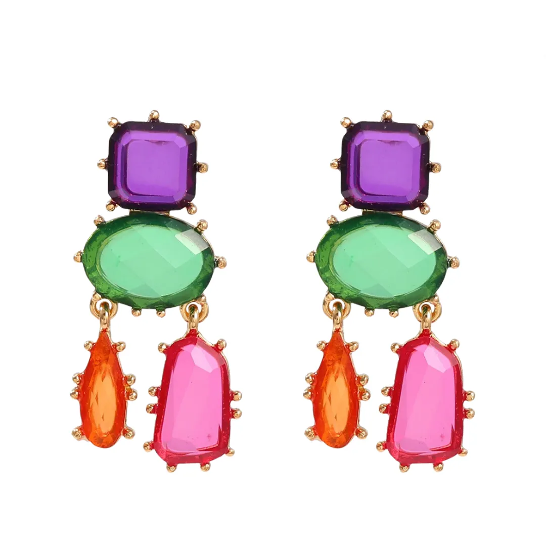 Pre Order:  Colorful Exaggerated Multi-Layered Geometric Earrings