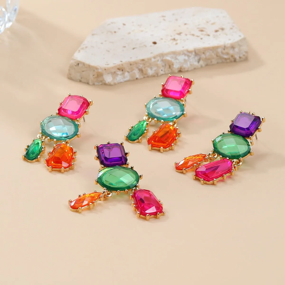 Pre Order:  Colorful Exaggerated Multi-Layered Geometric Earrings