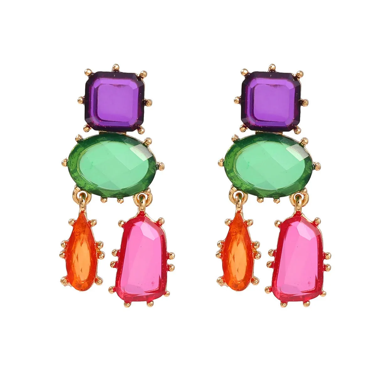 Pre Order:  Colorful Exaggerated Multi-Layered Geometric Earrings