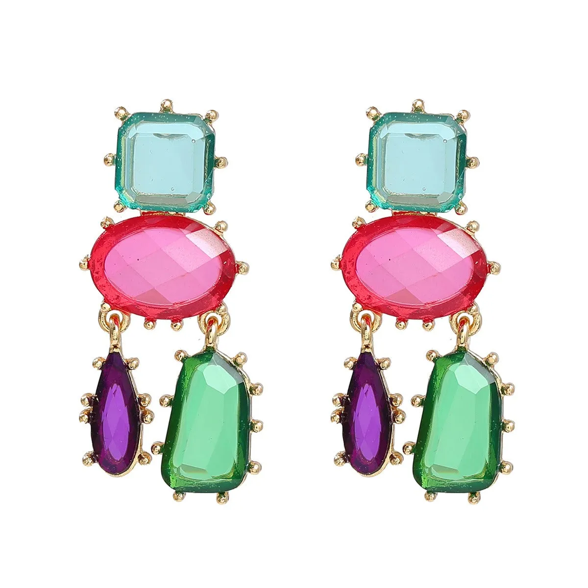 Pre Order:  Colorful Exaggerated Multi-Layered Geometric Earrings