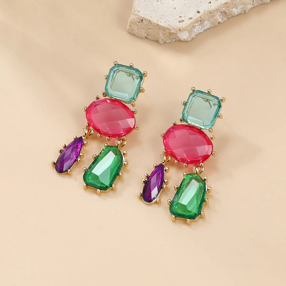 Pre Order:  Colorful Exaggerated Multi-Layered Geometric Earrings