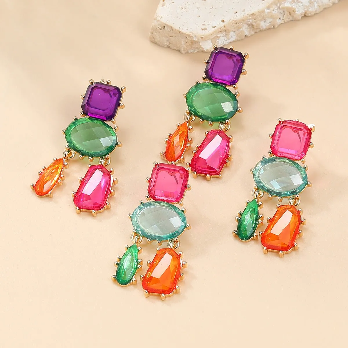 Pre Order:  Colorful Exaggerated Multi-Layered Geometric Earrings