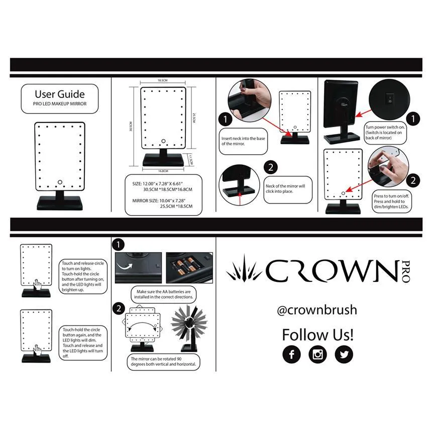 Pro LED Makeup Mirror by Crown Pro