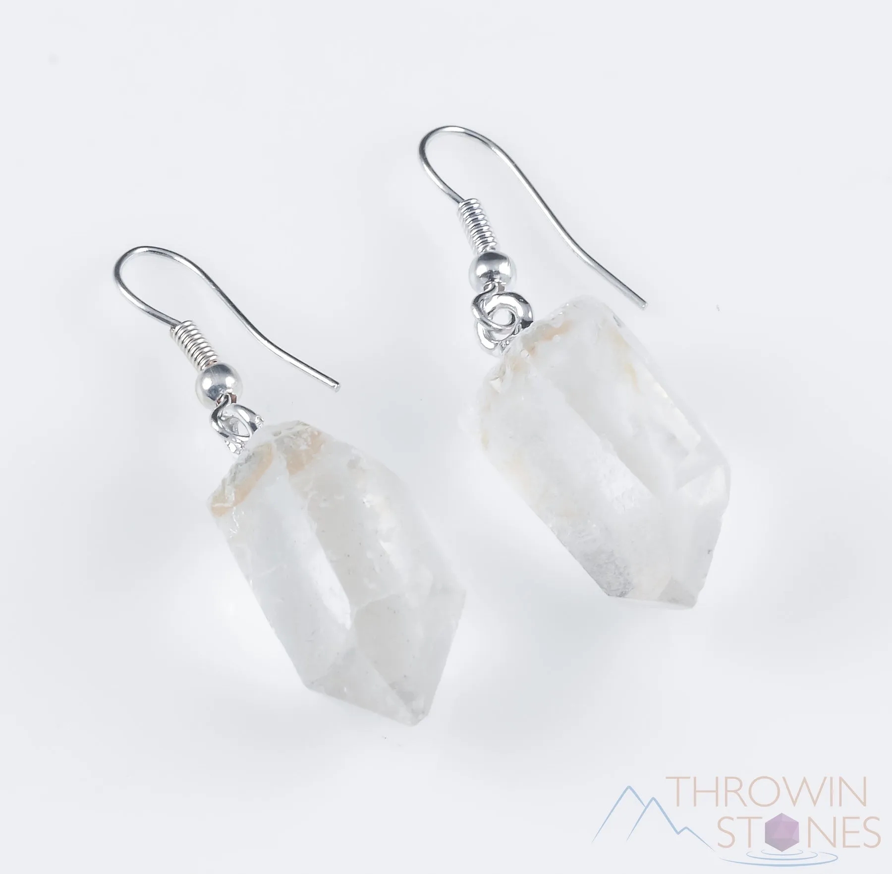 Raw CLEAR QUARTZ Crystal Earrings - Crystal Points, Raw Gemstone Earrings, Dangle Earrings, Handmade Jewelry,  E1380