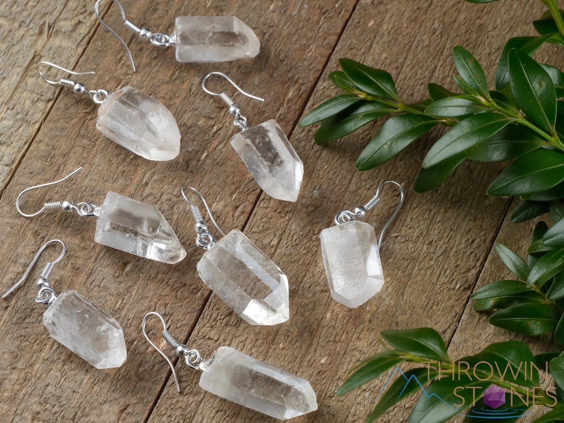 Raw CLEAR QUARTZ Crystal Earrings - Crystal Points, Raw Gemstone Earrings, Dangle Earrings, Handmade Jewelry,  E1380