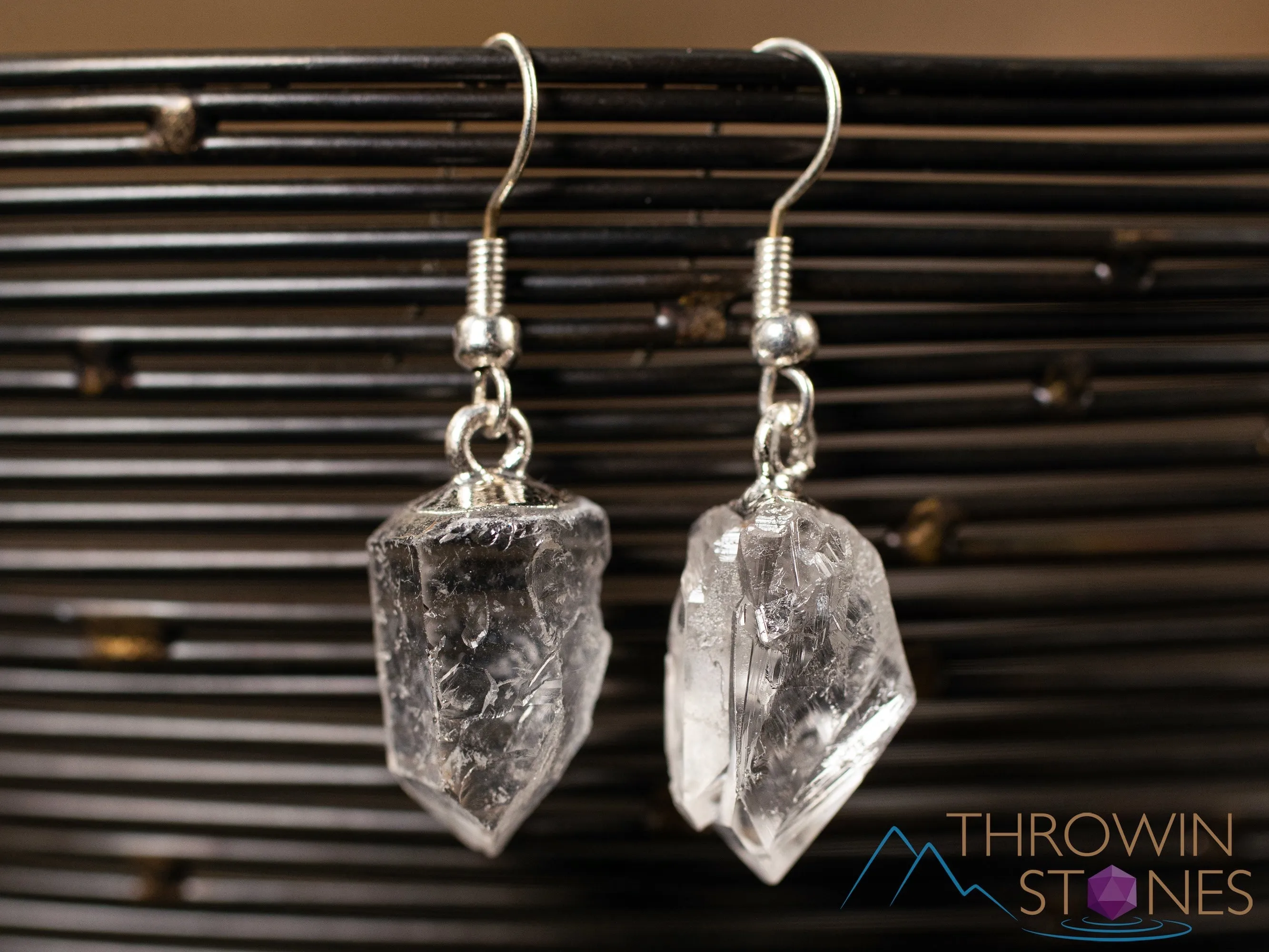 Raw CLEAR QUARTZ Crystal Earrings - Crystal Points, Raw Gemstone Earrings, Dangle Earrings, Handmade Jewelry,  E1380