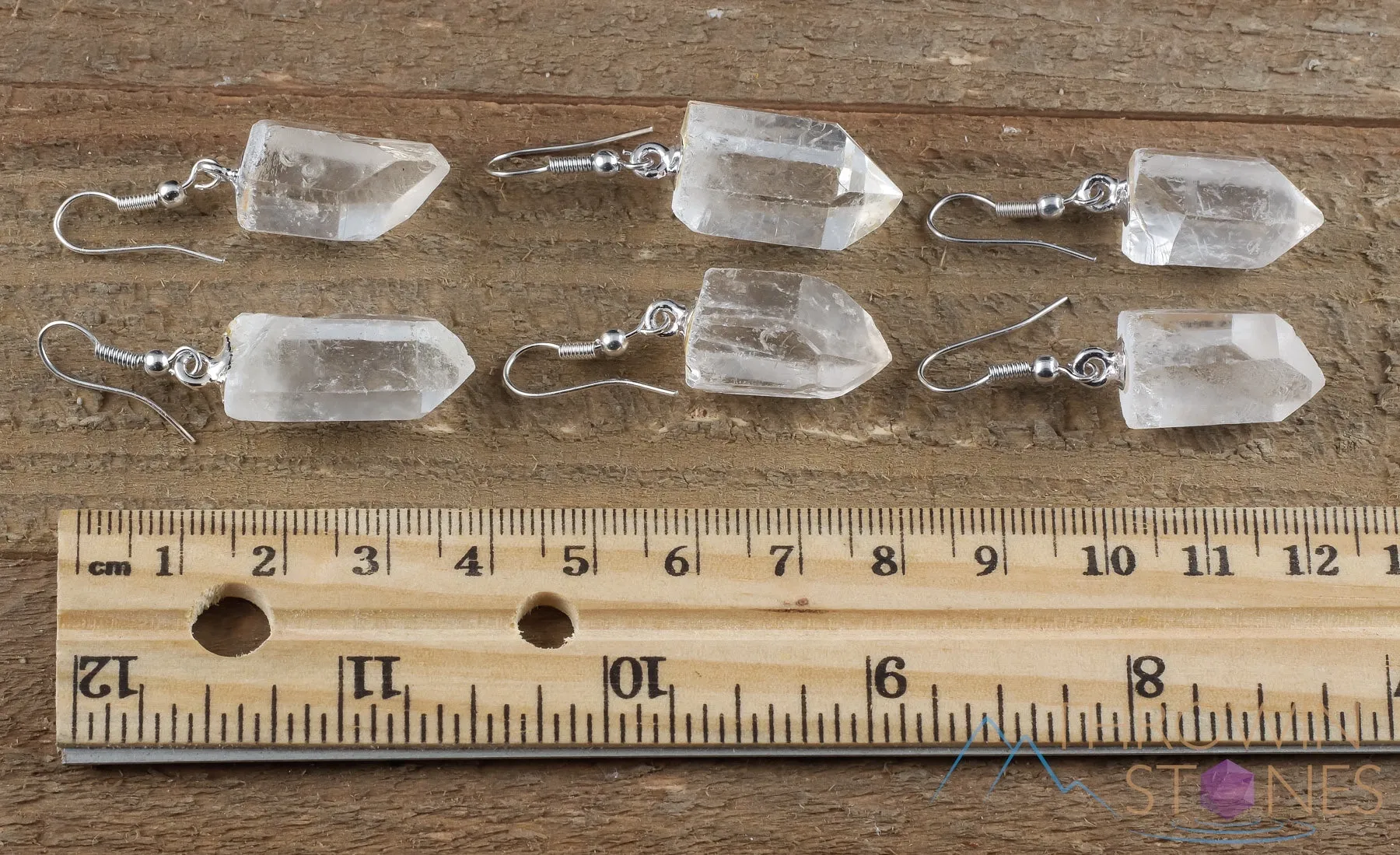 Raw CLEAR QUARTZ Crystal Earrings - Crystal Points, Raw Gemstone Earrings, Dangle Earrings, Handmade Jewelry,  E1380