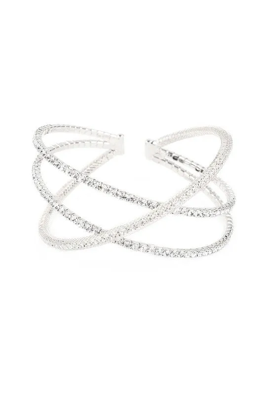 Rhinestone Wire Cuff Bracelet