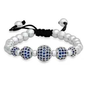 Rhodium Blue Emerald Bracelet